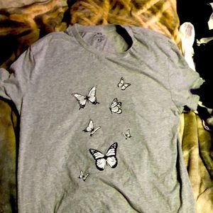 Grey butterfly t shirt